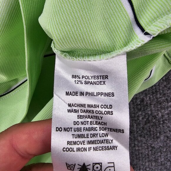 Footjoy Polo Shirt Mens Large Green Striped Short Sleeve Golf Performance Casual - Picture 8 of 10